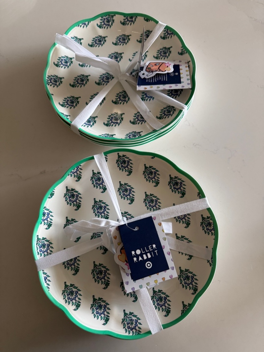 Roller Rabbit x Target - Green-Trim Floral Melamine 9” Salad Plates